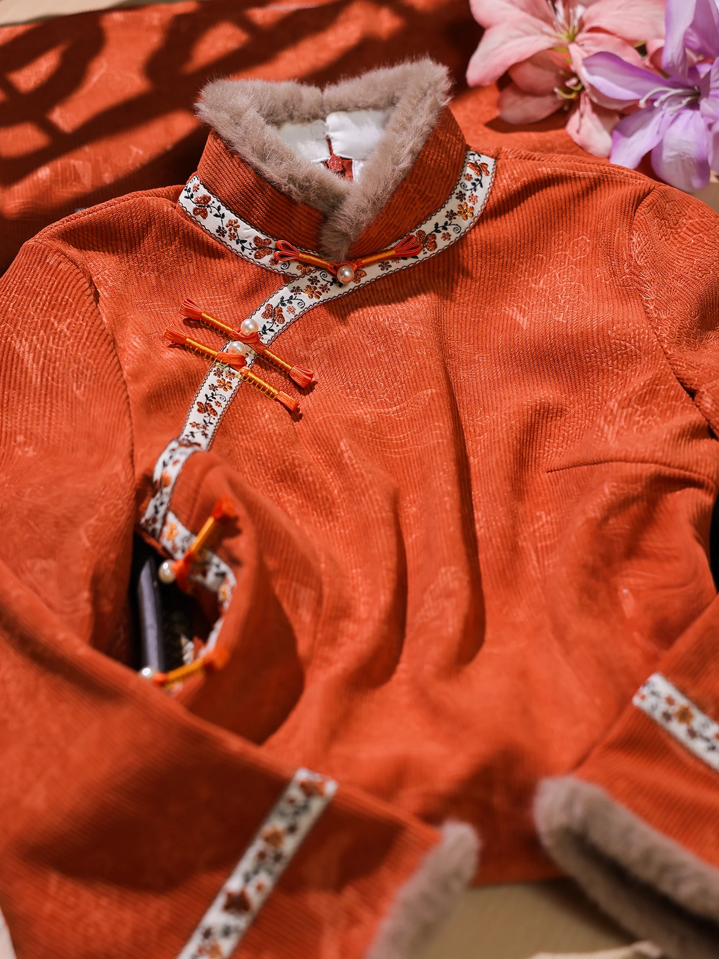 

Длинное традиционное китайское платье-ципао оранжевого цвета для девочек на осень-зиму, для повседневной носки