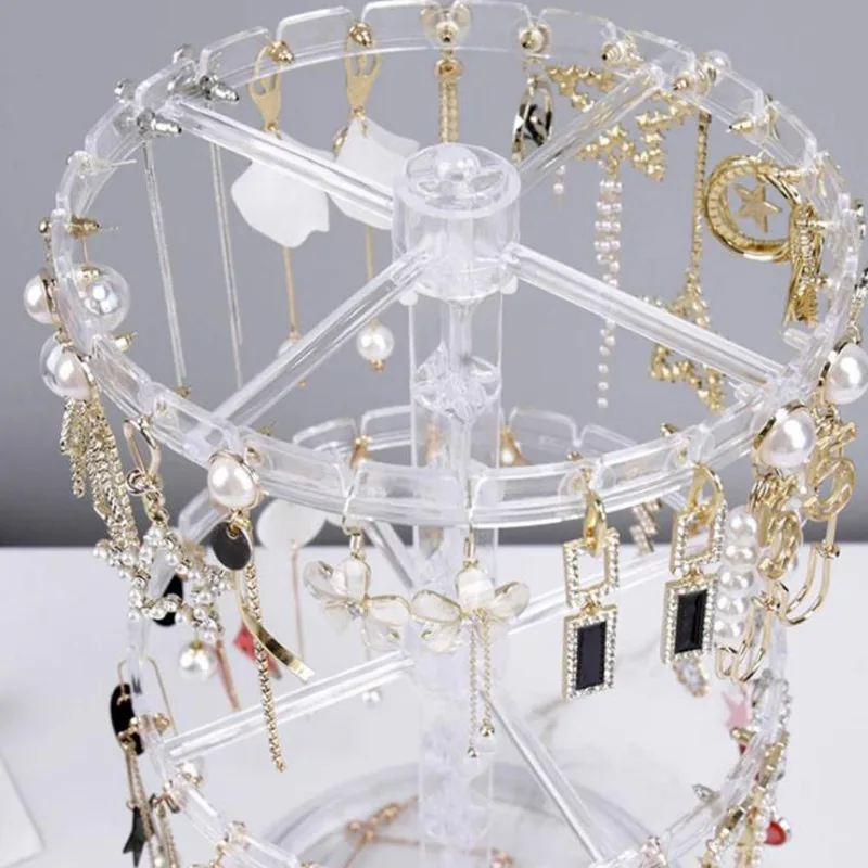 Rotating 2-Tier Jewelry and Keychain Display Stand Plastic Spinner Organizer for Bracelets Earrings Accessories Hanging Rack view 5