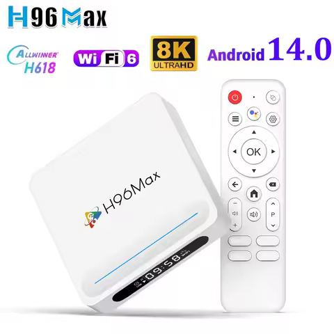 H96Max H618 Plus Smart TV Box Android 14 4GB 128GB Android 14.0 TVBOX 2025 8K WIFI6 BT5.4 Google Voice Play Games
