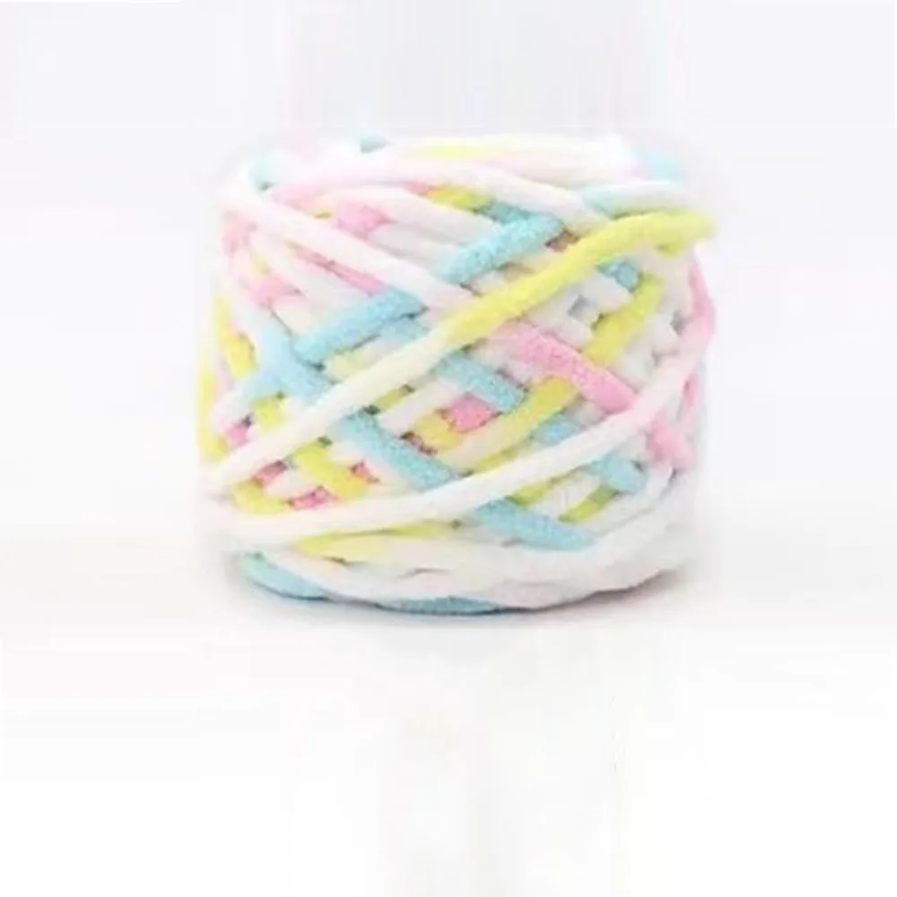 1Ball Rainbow Color Thick Knitting Yarn 7mm DIY Hand-Knit Crochet Thread for Winter Sweater Hat Gloves Warm Winter Craft Project