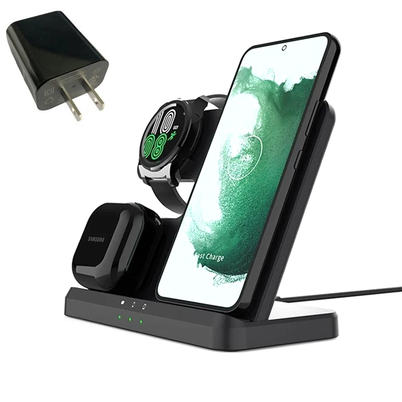 

3 in 1 Wireless Charging Station for Samsung S24 S23 S22 Z Flip/Fold Fast Wireless Charger Dock Stand For Galaxy Watch Earphone