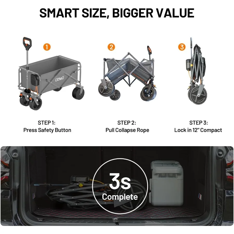 عربة عربة كهربائية مع بطاريات مدمجة وإطارات لجميع التضاريس للاستخدام على الطرق الوعرة وتحكم متغير السرعة بسعة كبيرة 200 لتر #6