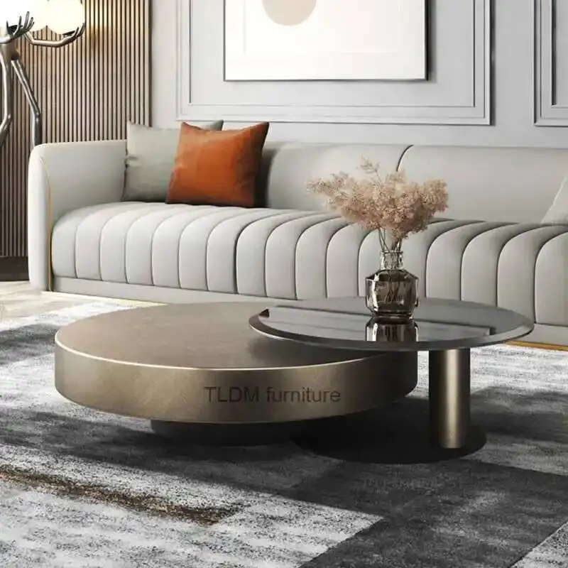 

Modern Coffee for Metal Simple Home Tables Furniture Living Room Home Glass Coffee Table Design Light Luxury Round Coffee Table