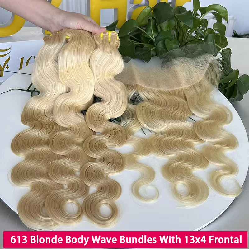 

613 Блондинка Цветная 13x4 HD Кружева Фронтальная с Пучками Объемная Волна Наращивание Человеческих Волос Невидимые HD Кружева Вьетнамские Необработанные Человеческие Волосы