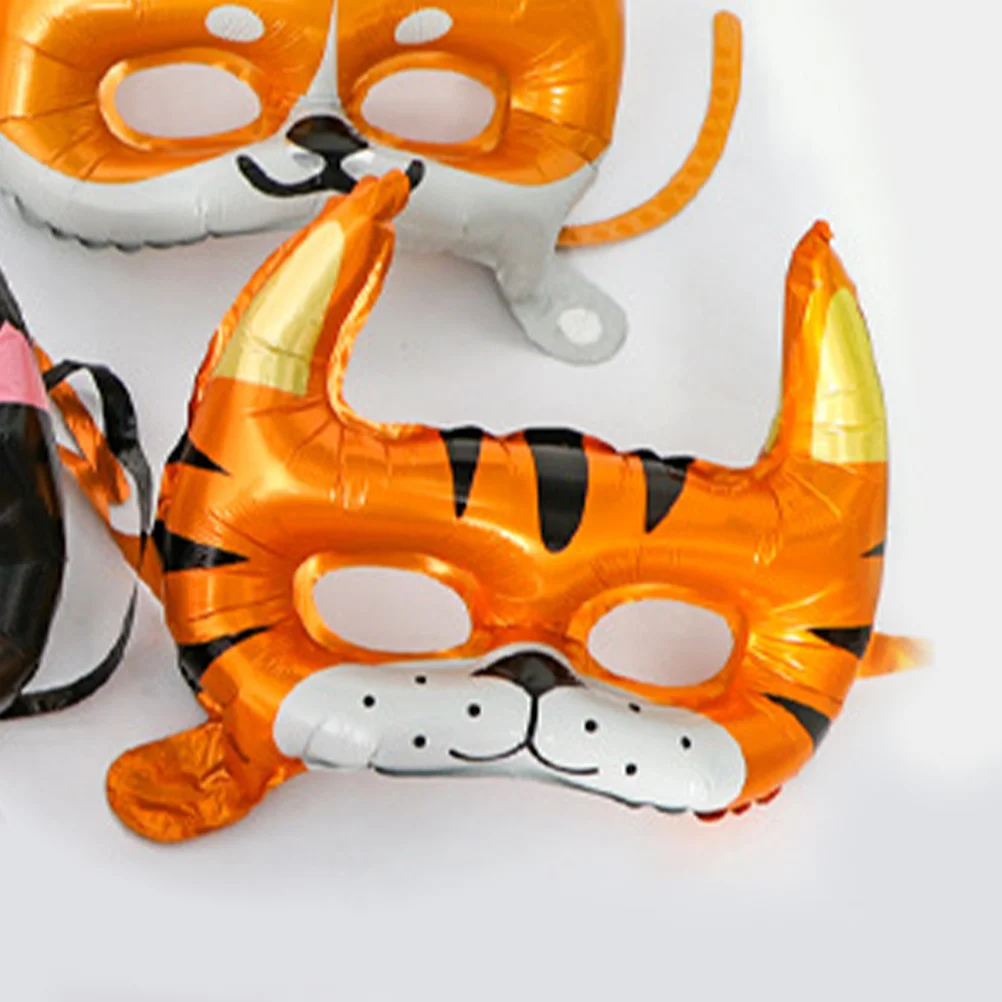 

10Pcs Inflatable Tiger Mask Balloons Unique Cute Animal Mask Party Decorations Aluminum Foil Balloons for Carnival Birthday