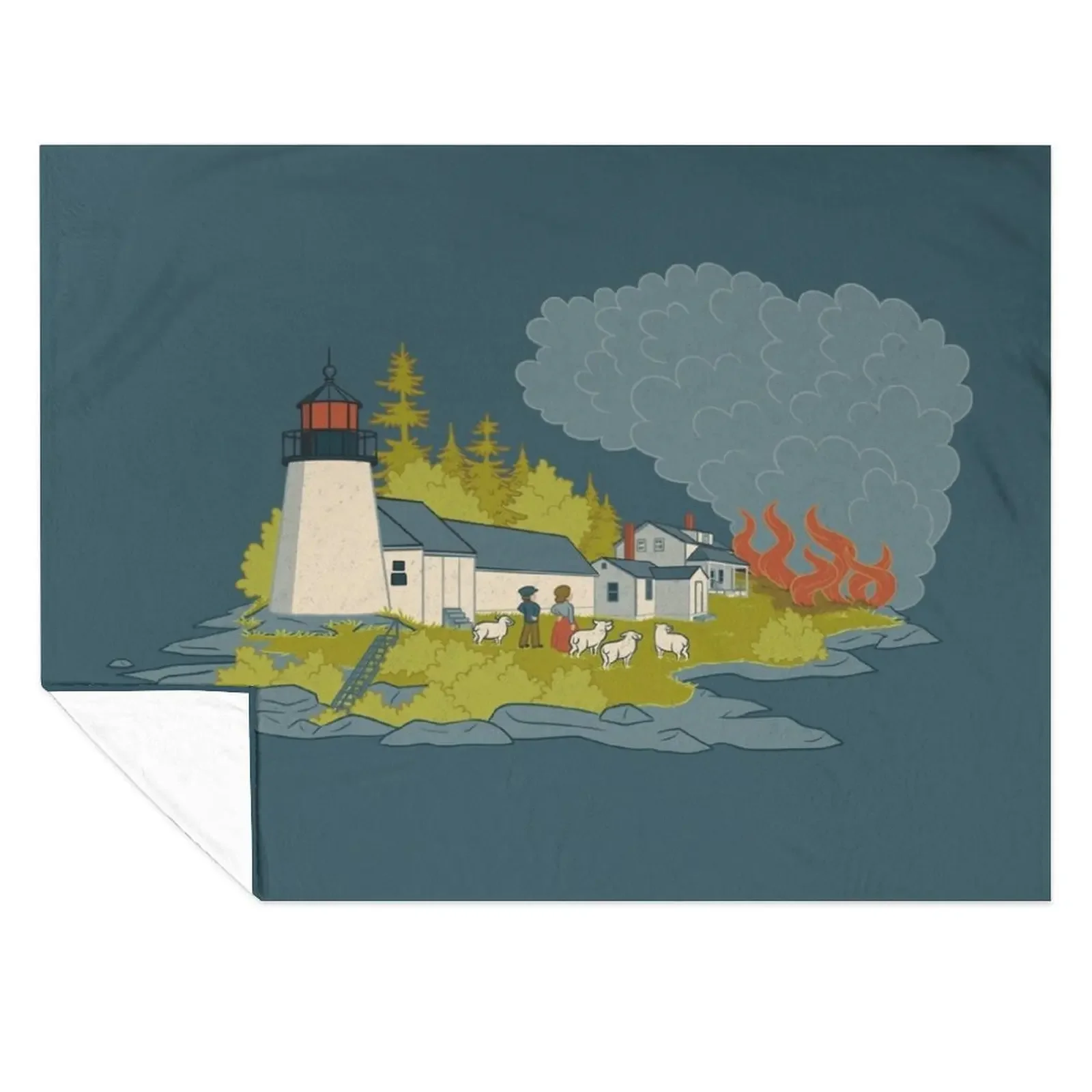 

Burnt Island Light Throw Blanket for winter blankets ands Polar halloween Blankets