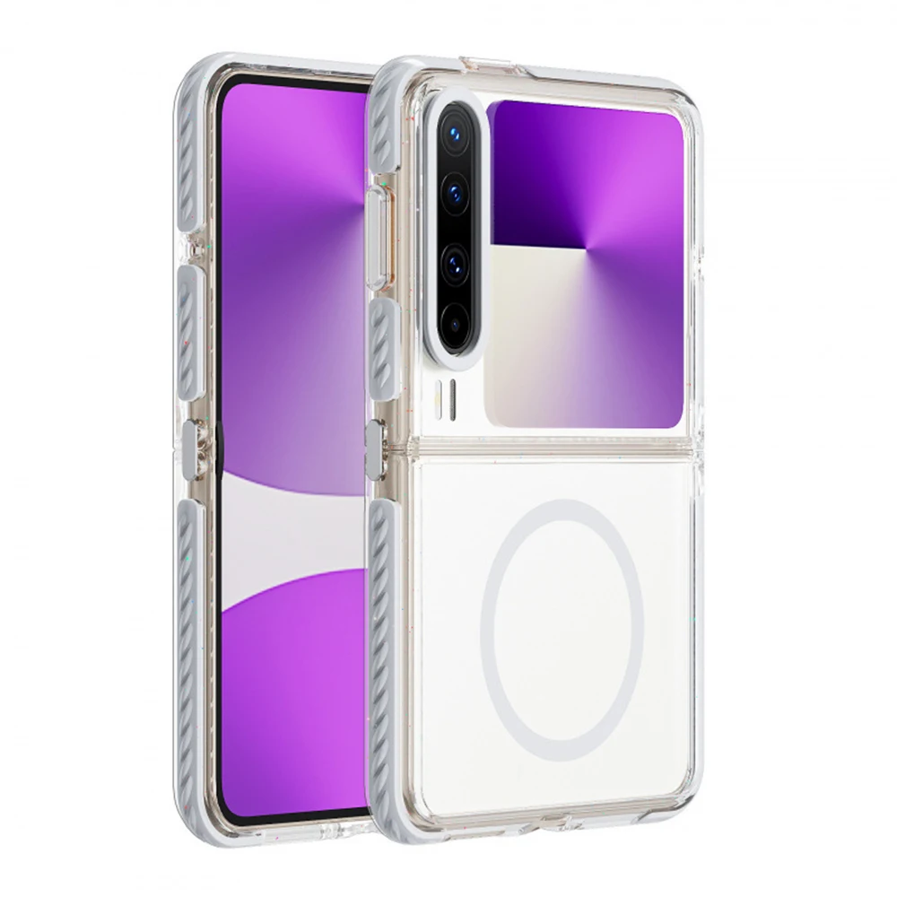 

For Huawei Pura X Clear Magnetic Anti-Yellowing Drop Protection Wireless Charging Slim Fit Hard PC Full Cover Hinge Protection