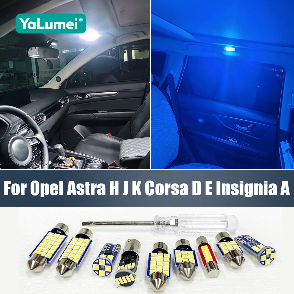 ل فوكسهول أوبل أسترا H J K كورسا D E شارة سيارة LED لمبات عدة الداخلية مصباح على شكل قبة المرآة البالونية جذع إكسسوارات مضيئة