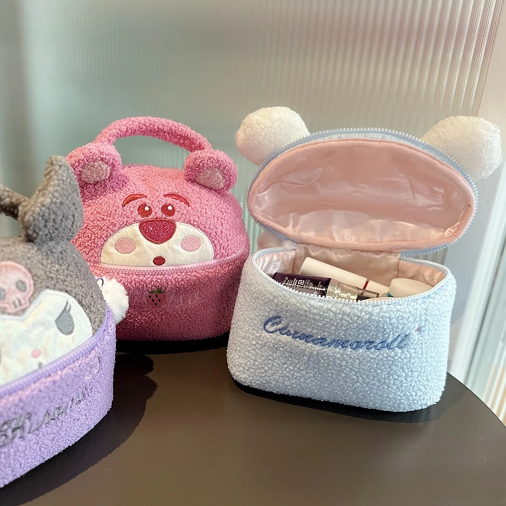 Kuromi Cinnamoroll kozmetik çantası sevimli Anime benim melodi pelüş çanta çanta japon tarzı kozmetik saklama çantası yüksek kapasiteli kız