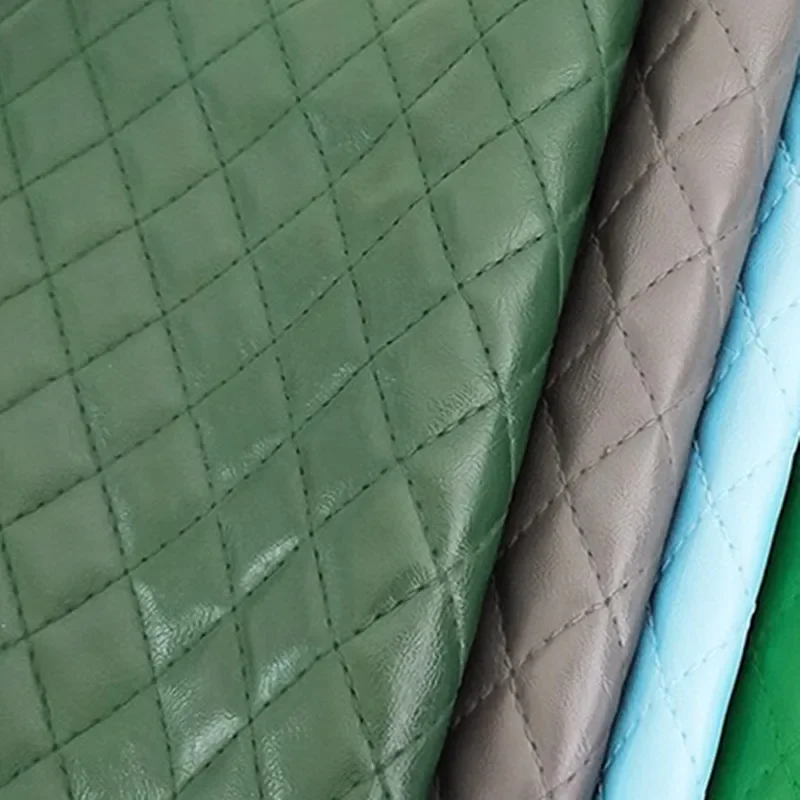 Artificial Leather Fabric for Sofa Decoration Background Decorate Hard Package PVC Material Diamond Check Pattern Cloth