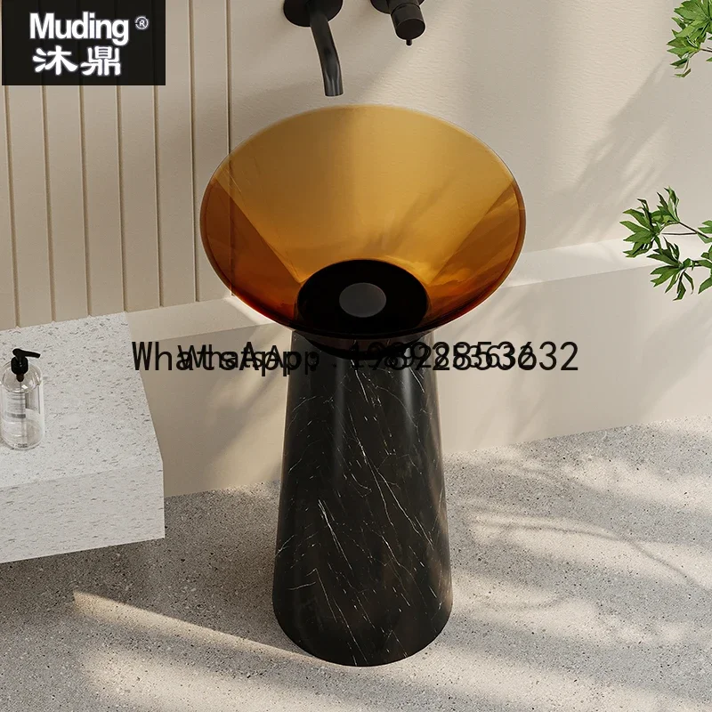 

b2 Designer Crystal Transparent Resin Vertical Column Wash Basin Commercial Homestay Hotel Floor Sink