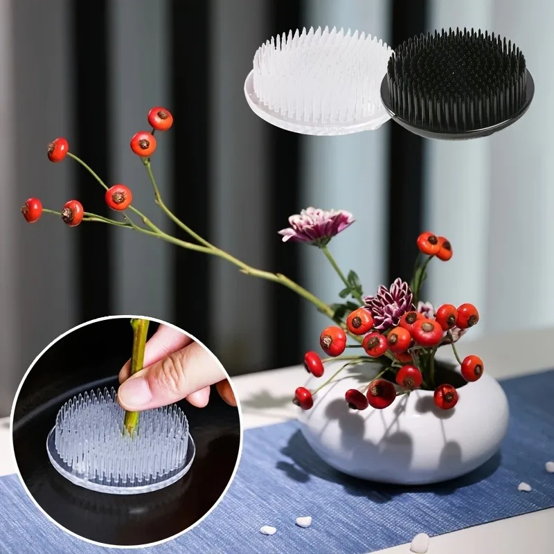 1pc Flower Arranger, Flower Arrangement Pin Frog Holder with 3 Mini Suction Cups on Bottom, Fixable on Uneven Glass Ceramic Vase