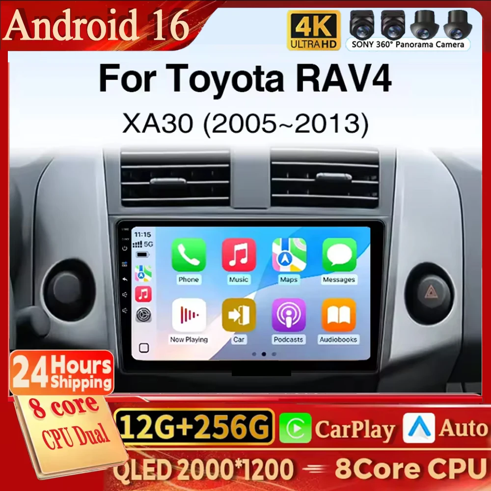 

Для Toyota RAV4 XA30 2005-2013: Автомагнитола Android 16 с Carplay, мультимедийный видеоплеер, навигация GPS, головное устройство, Wi-Fi, RDS, 4G, Bluetooth