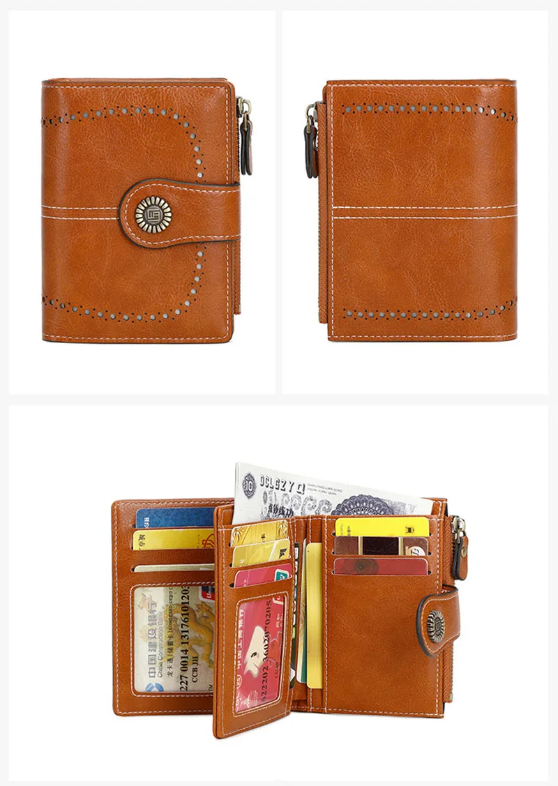 Neue Kurze RFID-Damenbrieftaschen mit Namensgravur, Reißverschluss, Münzfach, Hochwertiger Kartenhalter, Damen-Geldbörse – Detail 18