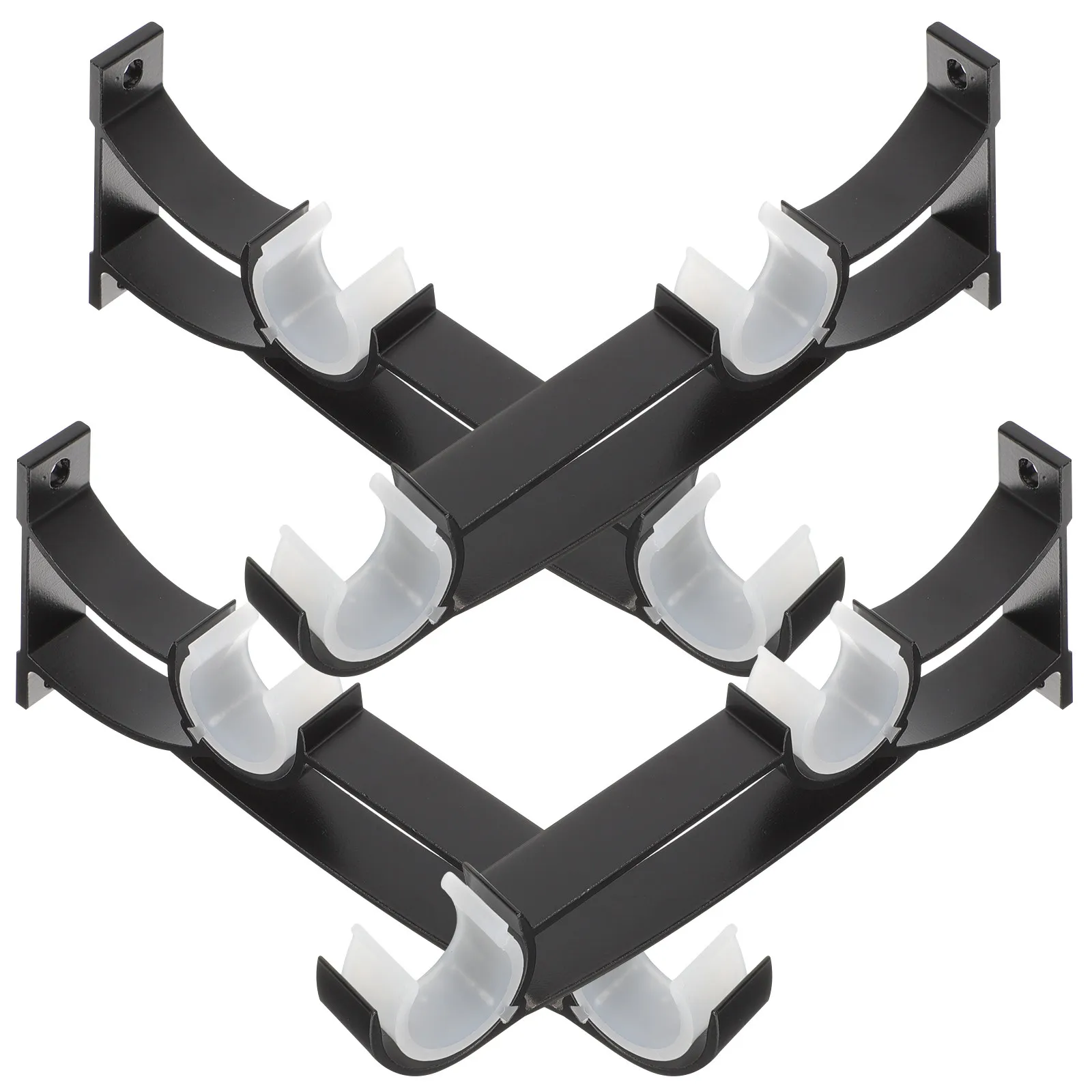 4Pcs Double Curtain Rod Brackets Aluminum Alloy Heavy Duty Curtain Holders Wall Mount Support for Drapery and Valance