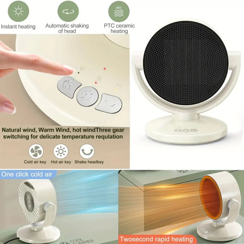 Electric Heater -Suitable for home bedroom use、Mini Desktop Fan for Office Desk and Indoor Environments