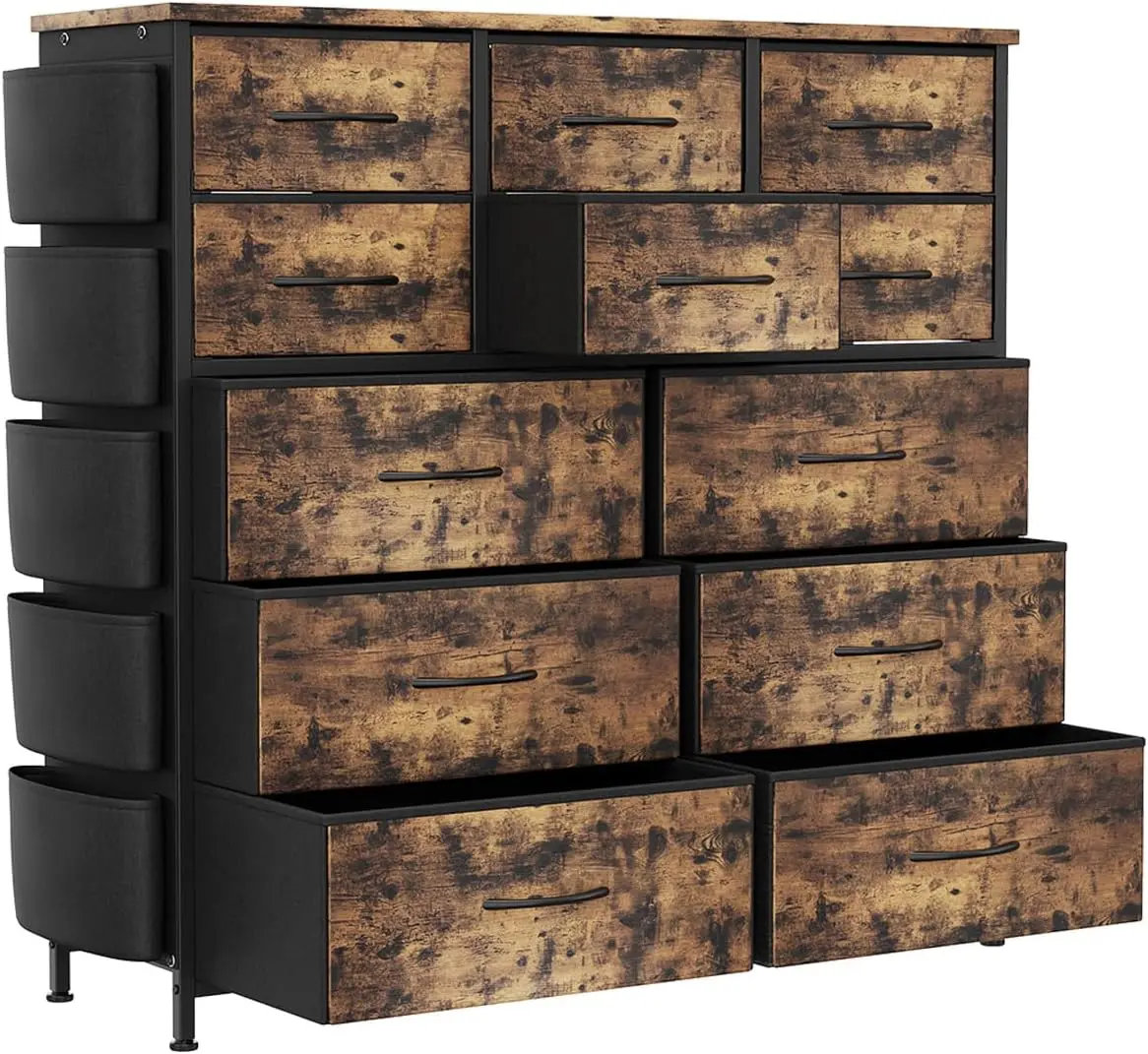 

12 Drawer Dresser for Bedroom,Closet,Living Room Organizer Fabric Storage Cabinet Tall Chest with Metal Frame Wood Tabletop