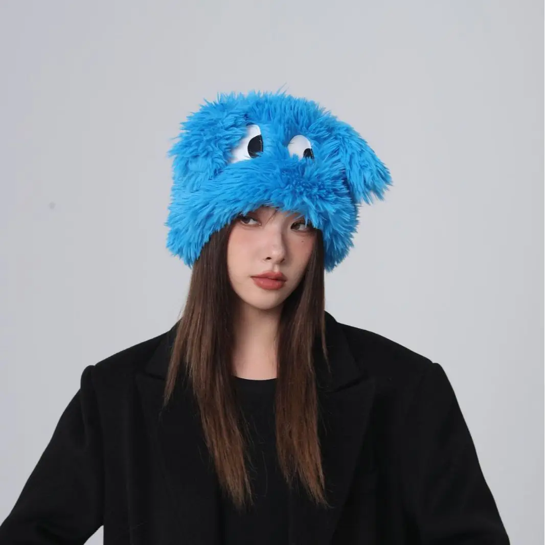 

Cartoon Plush Beanies Winter Ear Protection Cap Fluffy Fur Warm Headgear For Korean Girl Earmuffs Hat Long Ear Funny Bonnet 모자