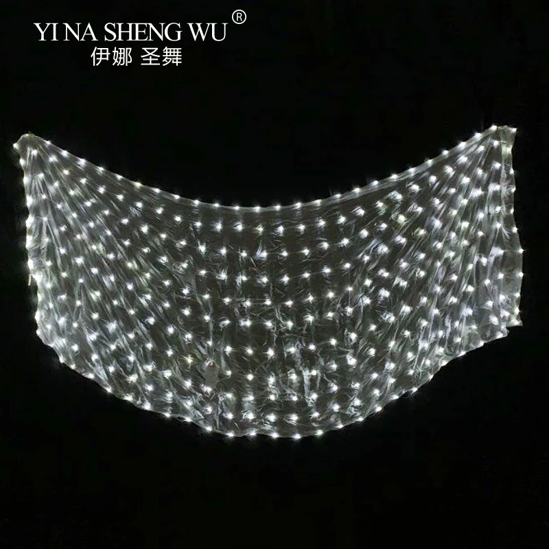 1 قطعة 100% الحرير الرقص الشرقي LED الحجاب 4 ألوان الرقص الشرقي مرحلة الأداء الدعائم الرقص الشرقي اكسسوارات LED الحجاب الحرير 4 أحجام #5