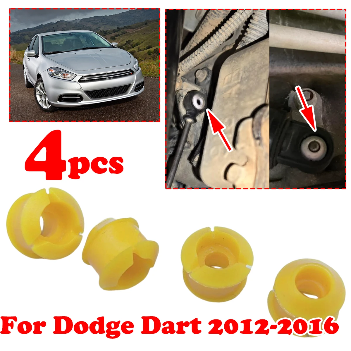 

4Pcs Shift Cable Bushing For Dodge Dart 2012-2016 Shifting Fix Gear Selector Change Lever Linkage End Pivot Grommet Trans Parts