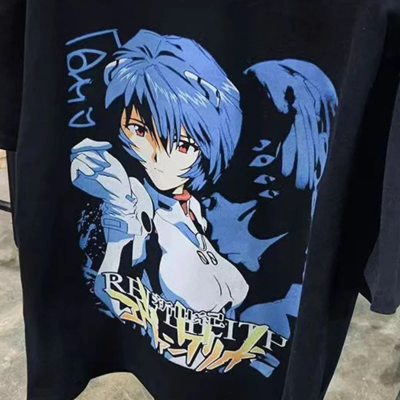 EVANGELION Ayanami Rei T Shirt Oversized Prints Short-sleeved Tops Summer Men Hip Hop Punk Tshirt Casual Streetwear Clothes Gift