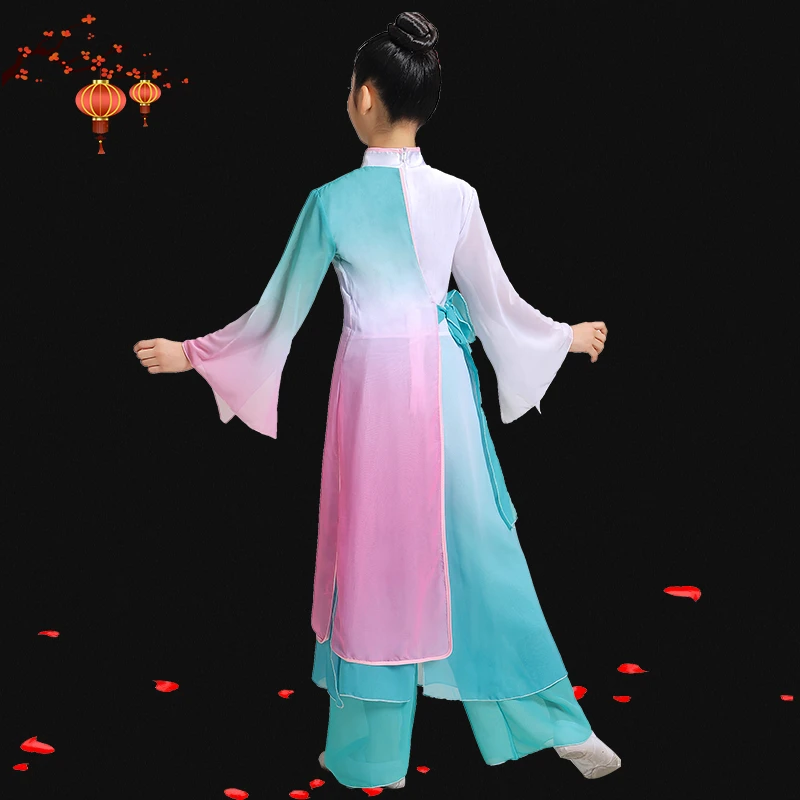 Girls' classical performance costumes Chinese style elegant fresh elegant fan dance umbrella yangko dance performance costumes