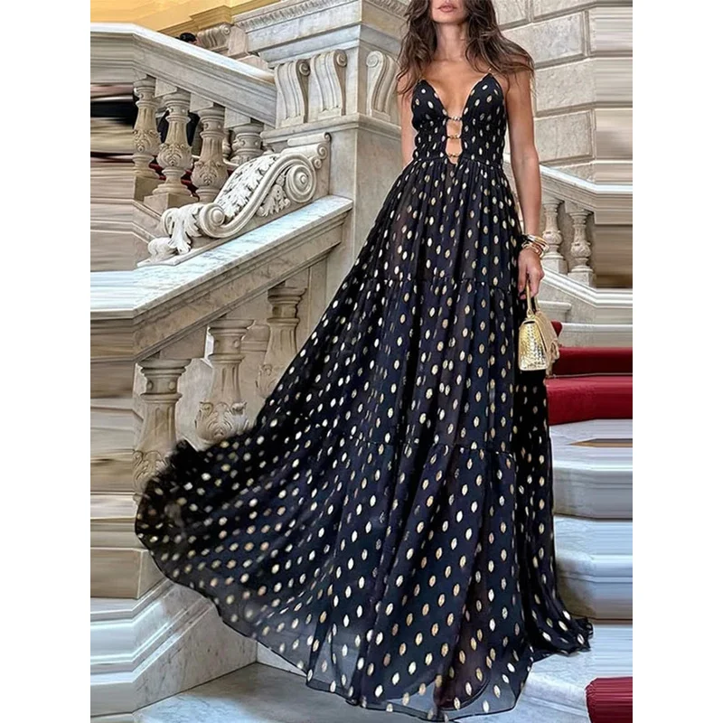 Bonny retro vestido longo com fita feminina sexy baixo corte sem mangas plissado magro vestidos de noite feminino primavera chique festa de rua