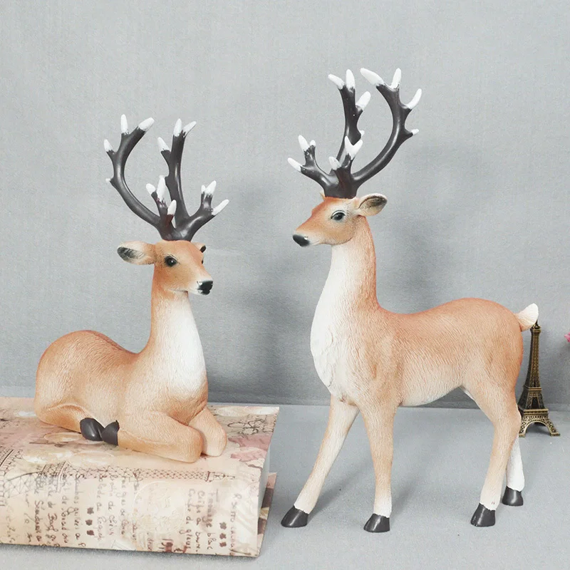 

1Pairs European Christmas Deer Ornament Home Living Room TV Cabinet Desktop Decoration Creative Ornament
