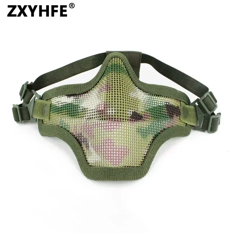 

ZXYHFE Tactical Paintball Half Face Masks V1 DUAL-BAND Airsoft Low-carbon Steel Mesh CS Shooting Sports Protective Accessories