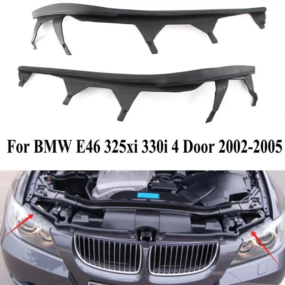 Car Front Upper Headlight Cover Strips For BMW E46 325i 2002-2005 Trims Headlight Sealing Strip Gasket 63126921859 63126921860