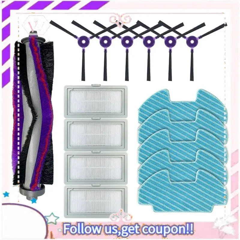 

Durable 1 Set Main Side Brush Hepa Filter Mop Cloth Rag For Midea I5 I5C VCR07 VCR08 MR09 VR05R5050WK Vacuum Cleaner Rep