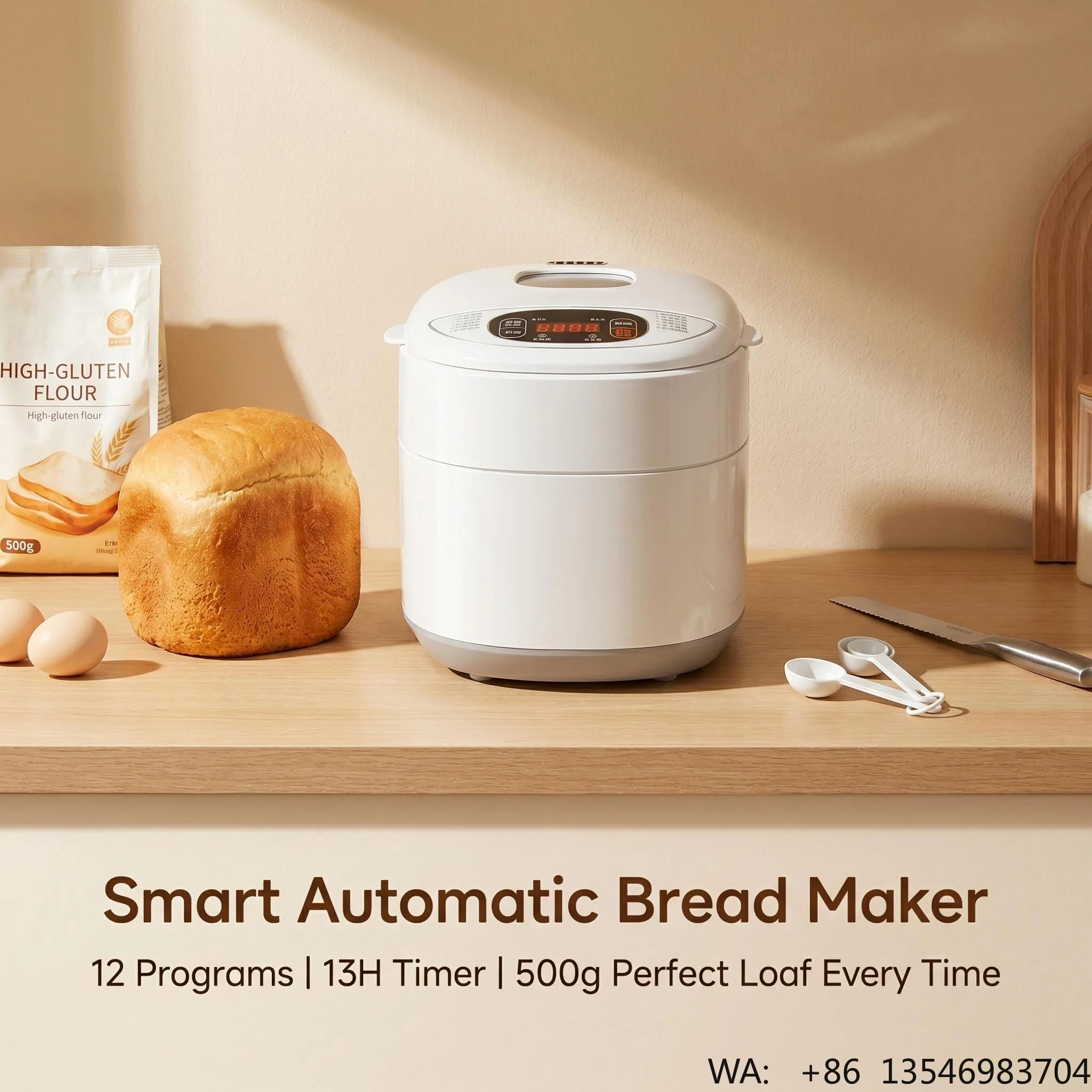 12 Programs 500g Smart Household Bread Maker Automatic Electric with 13H Timer Keep Warm Function and 1 Year Warranty