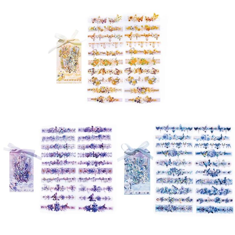 Mr Paper 2Style 60Pcs/bag Ice Crystals PET Long Strip Stickers Pack Handbook Material Decorative Stickers DIY Scrapbook Sticker