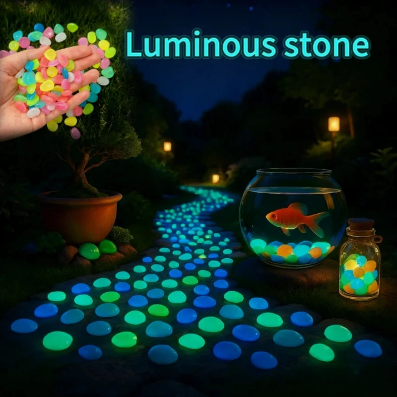 Luminous Stones Glow in The Dark Pebbles Glowing Stones Outdoor Walkways Home Garden Yard Decor Fish Tank Pebble Rocks