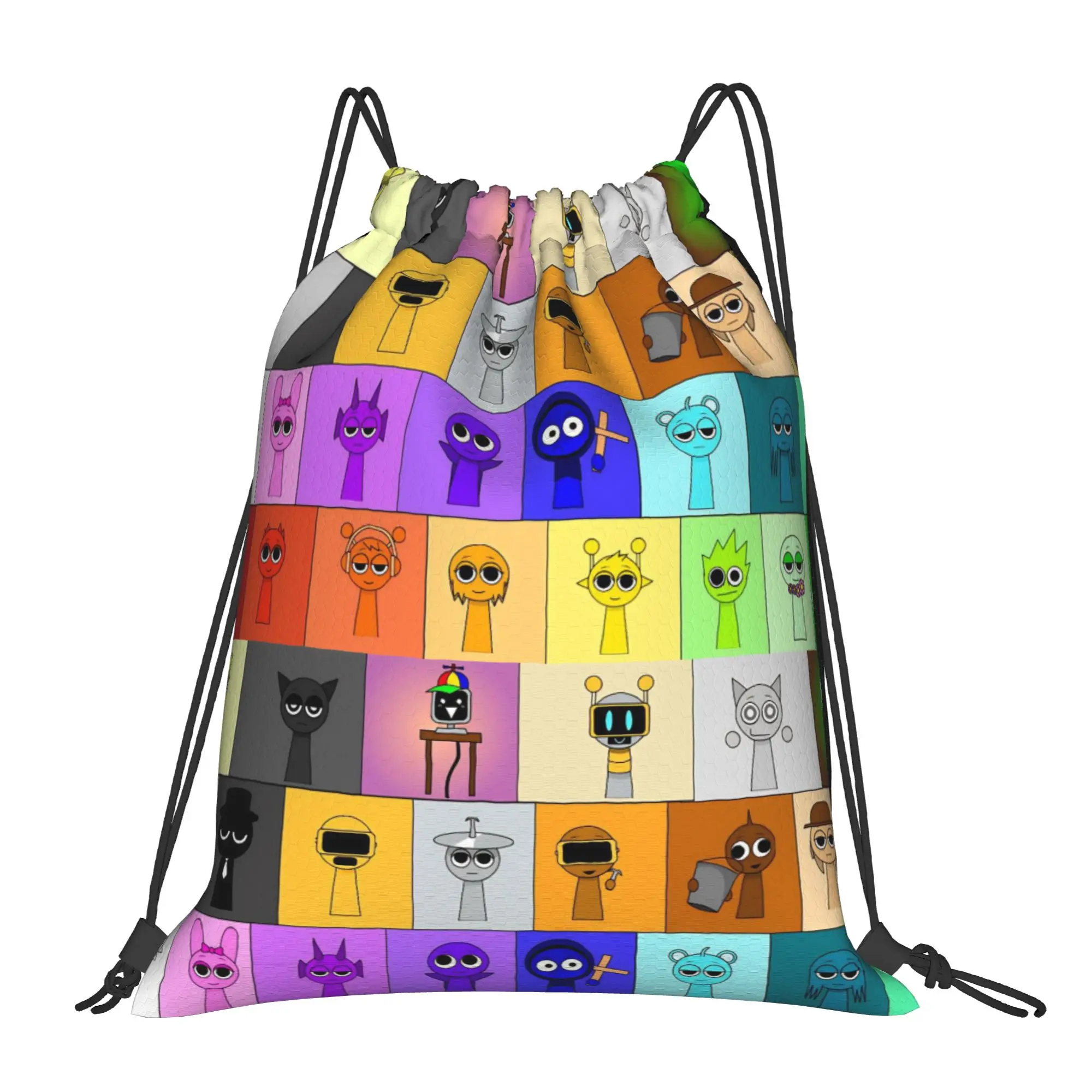 Sprunki Game Drawstring Backpack Sports Gym Sackpack Water Resistant Music Anime String Bag for Cycling 36cm (W) x 43cm (H)