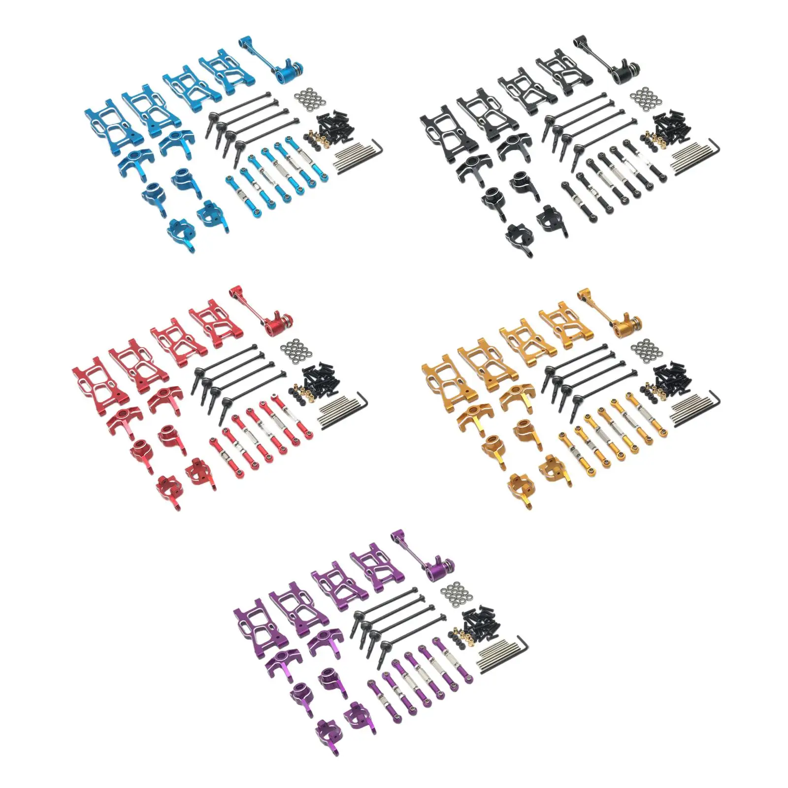 Kit di parti di aggiornamento in metallo per auto RC fai-da-te per Wltoys 124017 124016 124018 124019 Resistente all'usura Durevole Facile installazione completa