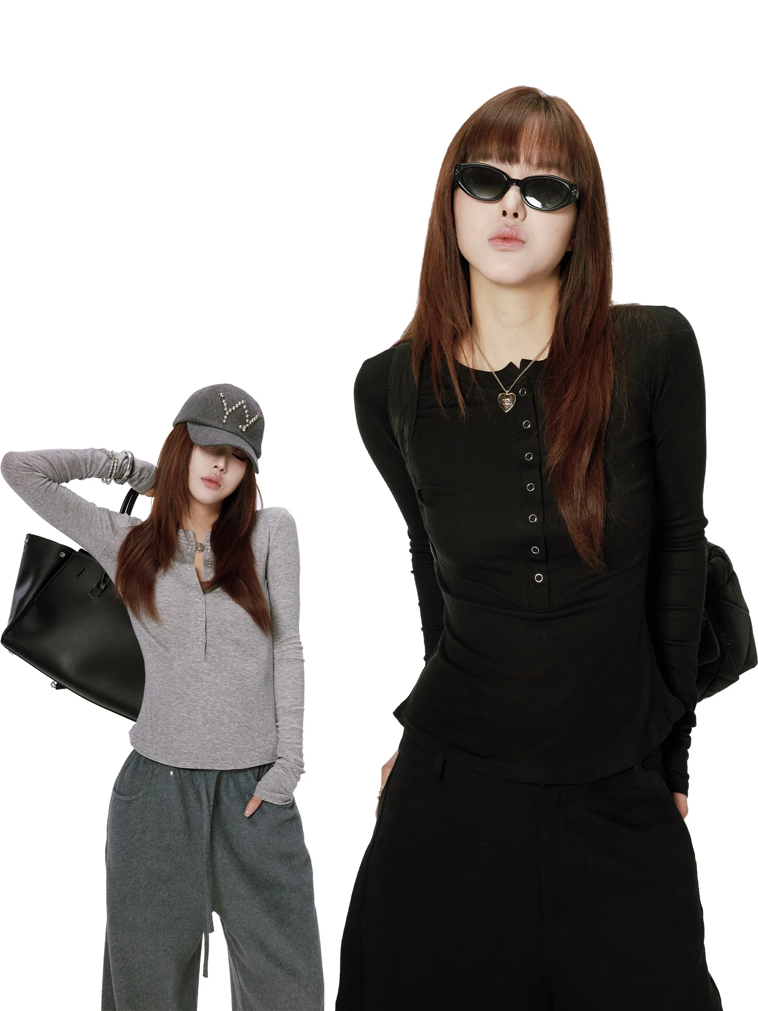 

Женская футболка Falin X с длинным рукавом, шелковая, шерстяная, на пуговицах, приталенная, с круглым вырезом, повседневная, для ежедневной носки