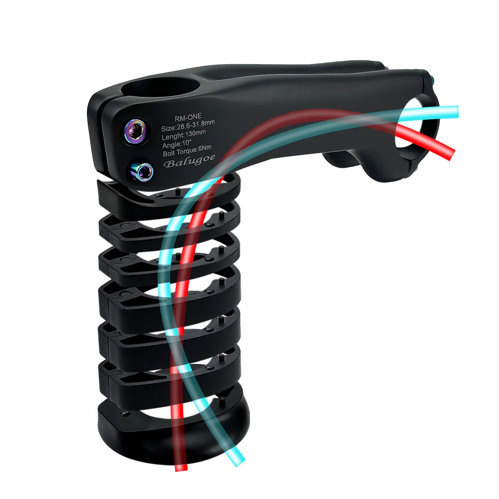 Interne Verkabelung, BALUGOE Carbon-MTB-Vorbau für Mountainbikes und Rennräder, Lenker, Lenkerstange, Lenker, Höhenverstellungsring 10/17 Grad. – Detail 5