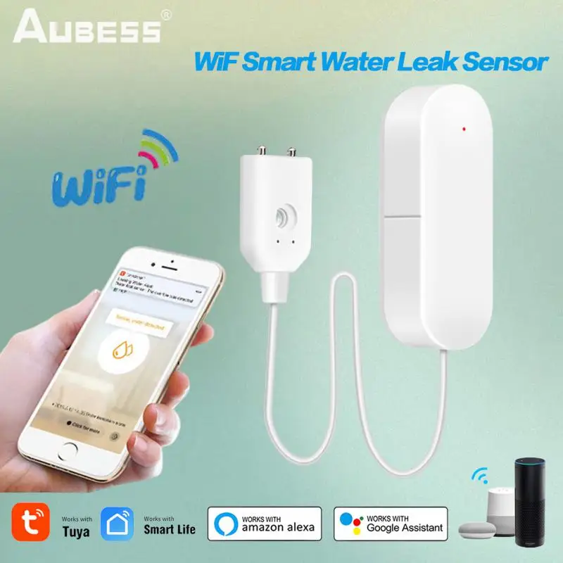 Sensor de fugas de agua inteligente Tuya WiF, Detector de nivel, alarma de desbordamiento para el hogar, Compatible con Smart Life, Google Home, Alexa