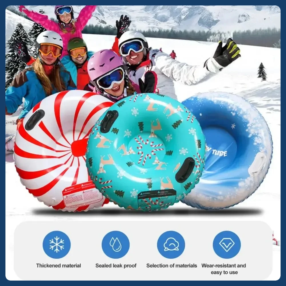 

Thickened PVC Inflatable Snow Tube Snow Sledding Ring with Handles Winter Outdoor Snow Racer Sled Board