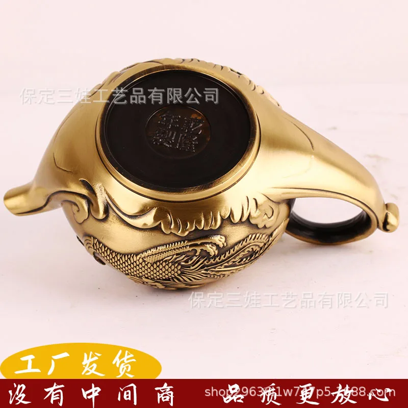 Copper , , water drop , antique-style dragon phoenix teapot, home and office decorative