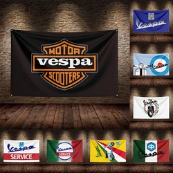 3x5 Ft Vespa Scooter Flag Polyester Printed Motorcycle Flags for Room Garage Decor