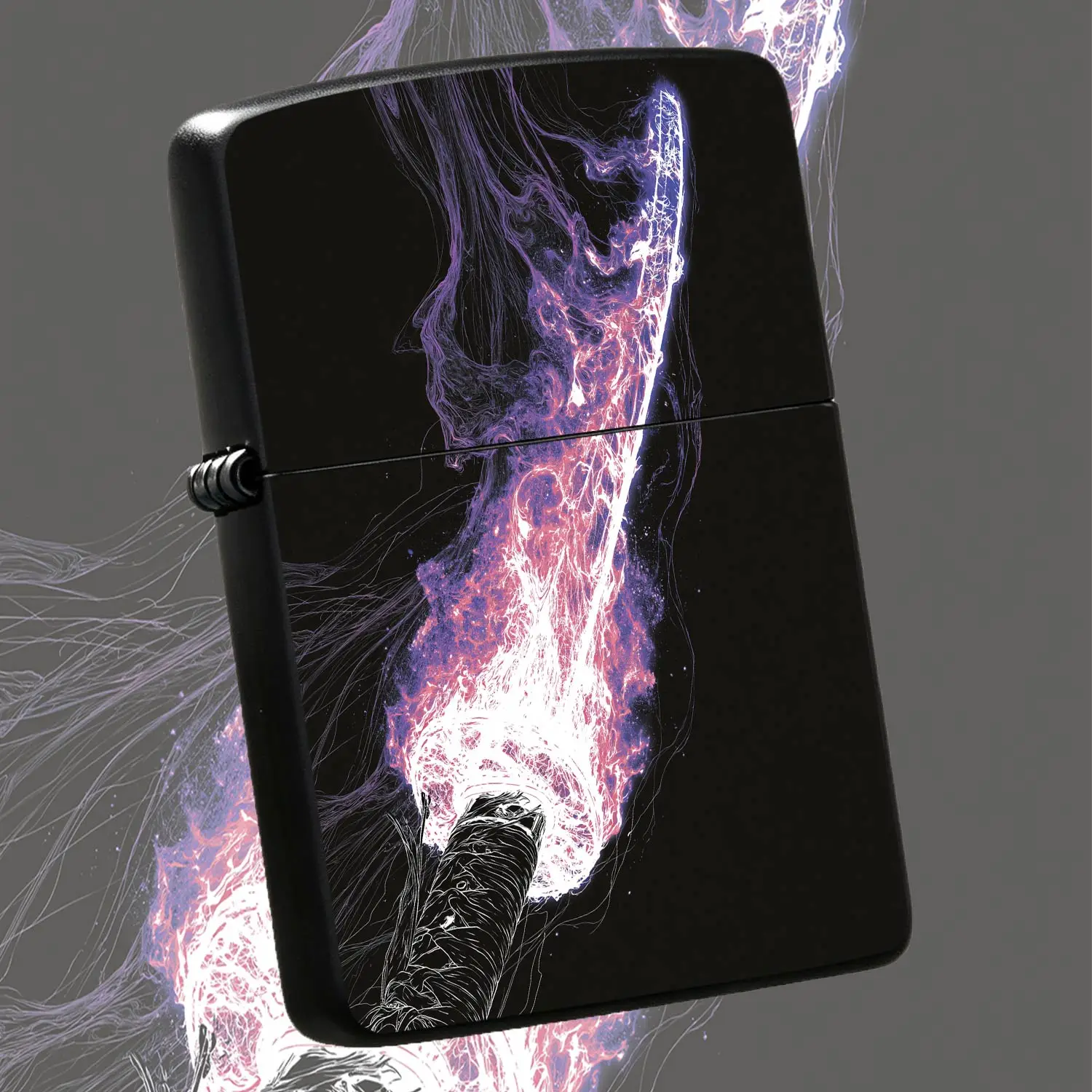 Fantasy Glowing Energy Blade Pattern Portable Lighter, Artistic Purple Pink Nebula Flame Design, Versatile For All Daily Scenarios, Unique Eye-Catching Visual Effect, Stylish Practical Accessory For Daily Use, Gifting A A Humorous And Inter