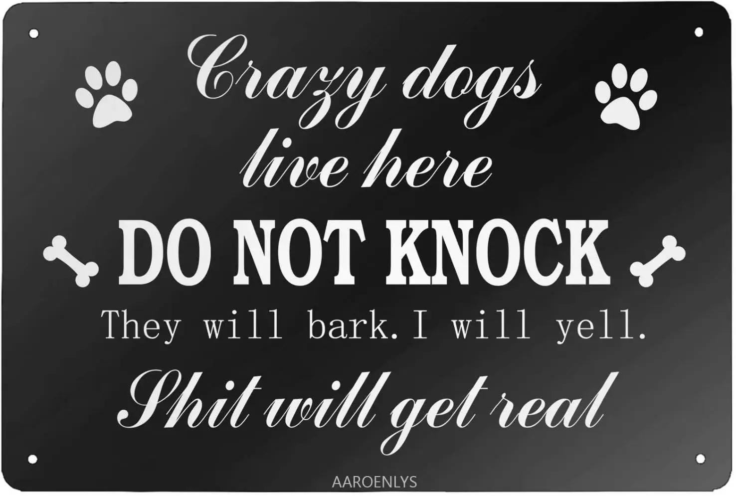 AAROENLYS Targa retrò Targa in metallo Non batte, Crazy Dogs Live Here Targa in alluminio Decorazione da parete Capannone Garage Man Cave Cucina 12 X