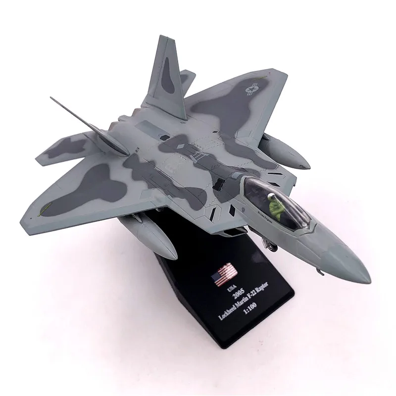 AMER COM USAF F-22 Raptor Stealth Air Superiority Fighter 1/100 Diecast Aircraft Jet Model