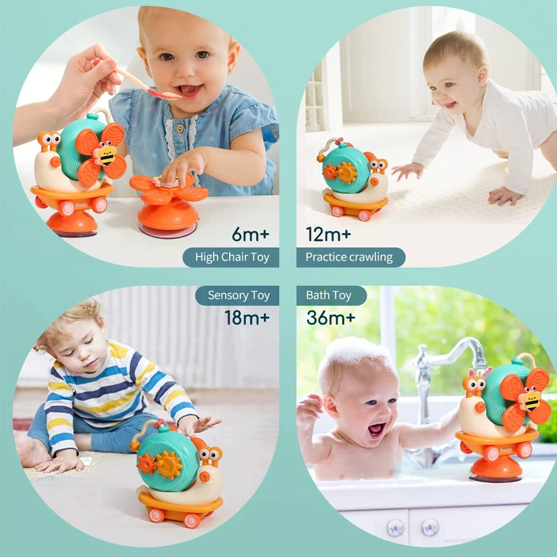 3in1 Baby Montessori Inspired Dining Table Sucker Rotation High Chair Toy Suction Cup Spinner for Baby Toddler and Newborn Gifts