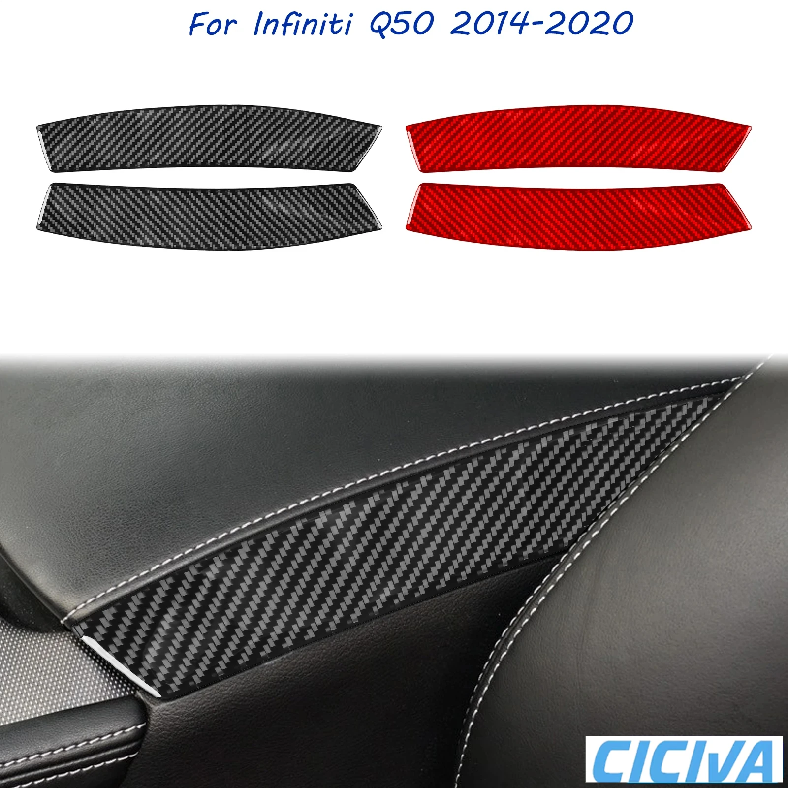 

For Infiniti Q50 2014-2020 Center Console Armrest Box Panel Soft Carbon Fiber Car Decoration Interior Accessories Stickers