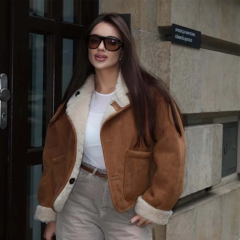 

YENKYE женская осенне-зимняя теплая двусторонняя куртка однобортная с высоким воротом и карманами с обеих сторон пальто женская уличная одежда