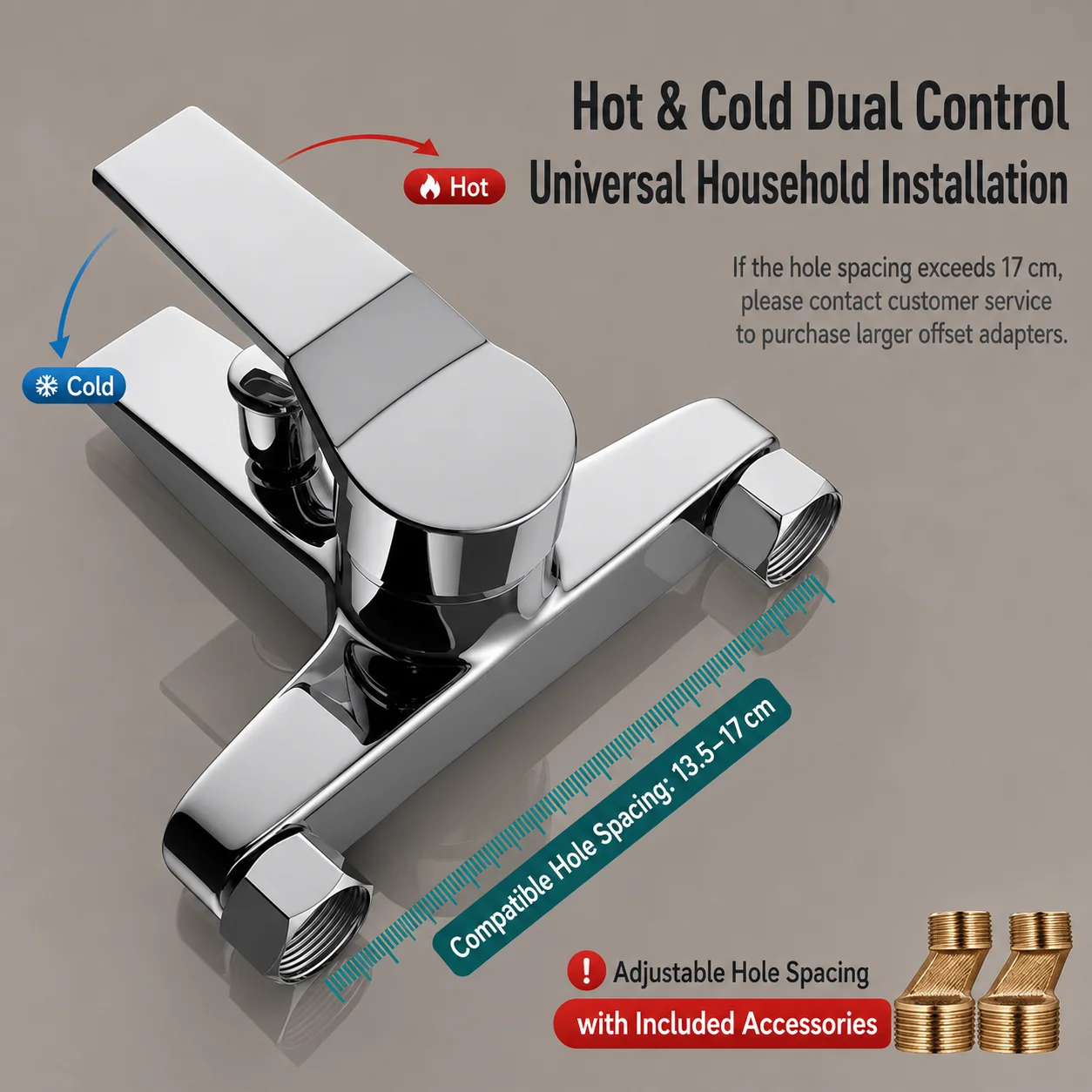 Brass 3 Way Shower Mixer Valve Wall Mounted Hot Cold Water Mixing Tap Dual Outlet Bathtub Faucet for Bathroom