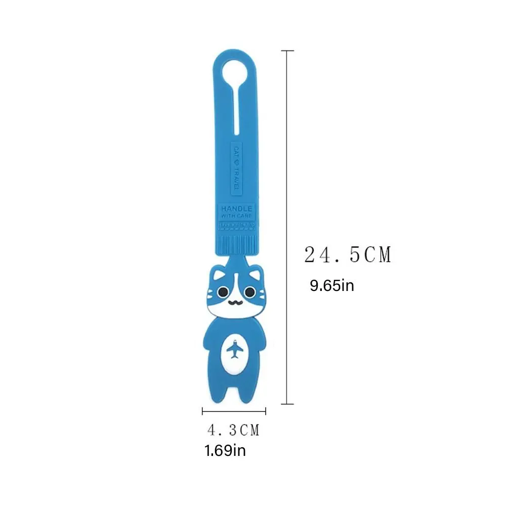 Tag bagasi perjalanan kartun, huruf kucing, label koper pesawat, koper Check-in, pemegang alamat ID, aksesoris perjalanan